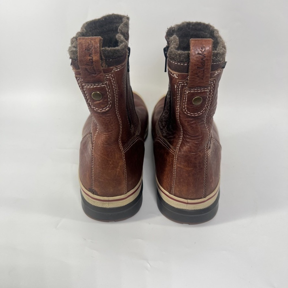 Clarks Grove Boots Men Size 12 Duck Zip Brown Leather Work Muck Sneaker Lined - Picture 4 of 9